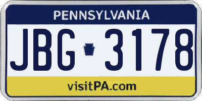 PA license plate JBG3178