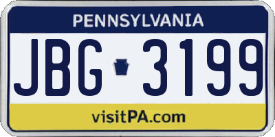 PA license plate JBG3199