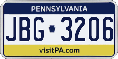 PA license plate JBG3206