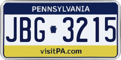 PA license plate JBG3215
