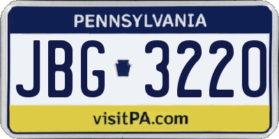 PA license plate JBG3220