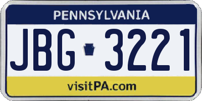 PA license plate JBG3221