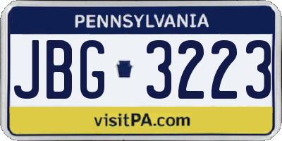 PA license plate JBG3223