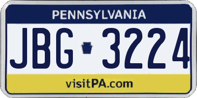 PA license plate JBG3224