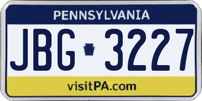 PA license plate JBG3227