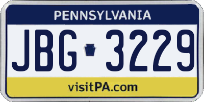 PA license plate JBG3229