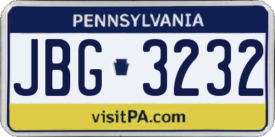 PA license plate JBG3232