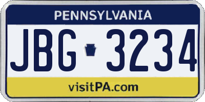 PA license plate JBG3234