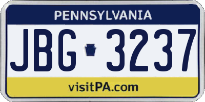 PA license plate JBG3237