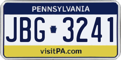 PA license plate JBG3241