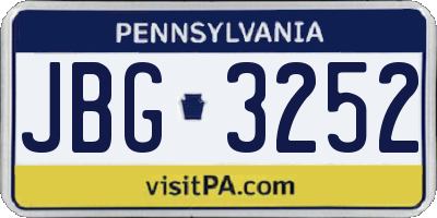 PA license plate JBG3252