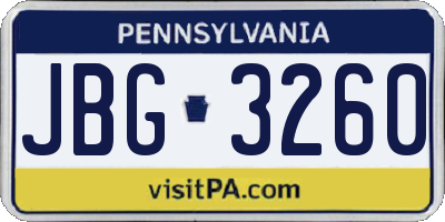 PA license plate JBG3260