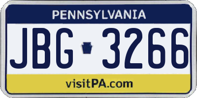 PA license plate JBG3266