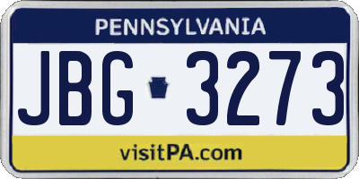 PA license plate JBG3273