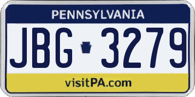 PA license plate JBG3279