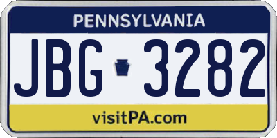 PA license plate JBG3282