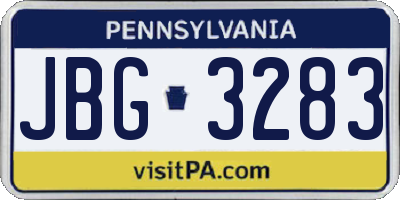 PA license plate JBG3283