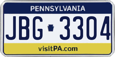 PA license plate JBG3304