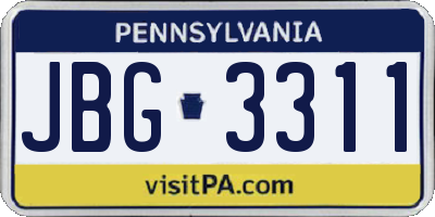 PA license plate JBG3311