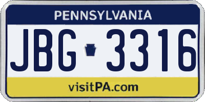 PA license plate JBG3316