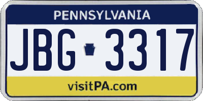 PA license plate JBG3317