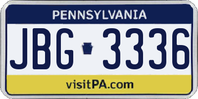 PA license plate JBG3336