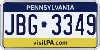 PA license plate JBG3349