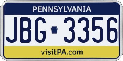 PA license plate JBG3356