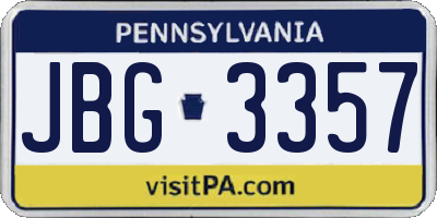 PA license plate JBG3357