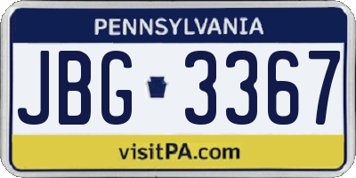 PA license plate JBG3367