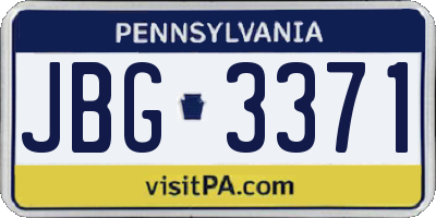 PA license plate JBG3371