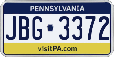 PA license plate JBG3372