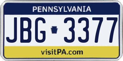 PA license plate JBG3377
