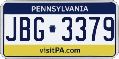 PA license plate JBG3379