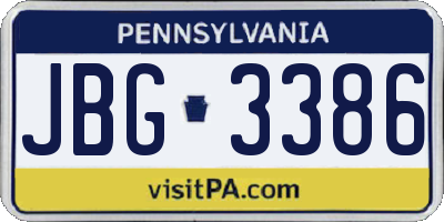 PA license plate JBG3386