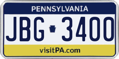 PA license plate JBG3400