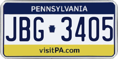 PA license plate JBG3405