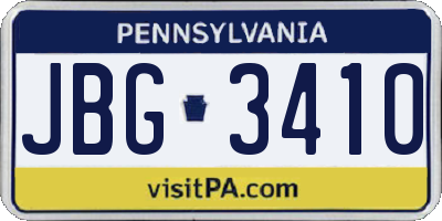 PA license plate JBG3410