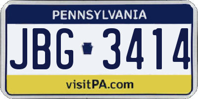 PA license plate JBG3414