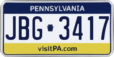 PA license plate JBG3417