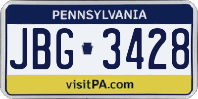 PA license plate JBG3428
