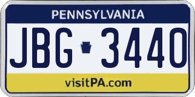 PA license plate JBG3440