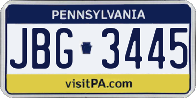PA license plate JBG3445