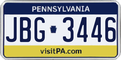 PA license plate JBG3446