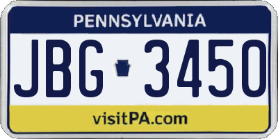 PA license plate JBG3450
