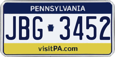 PA license plate JBG3452
