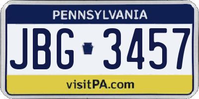 PA license plate JBG3457