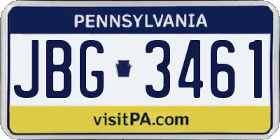 PA license plate JBG3461