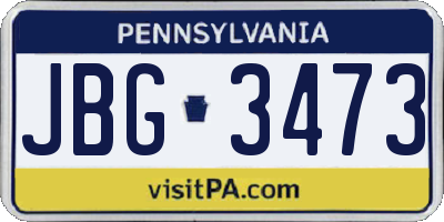 PA license plate JBG3473