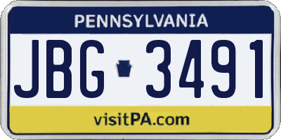 PA license plate JBG3491